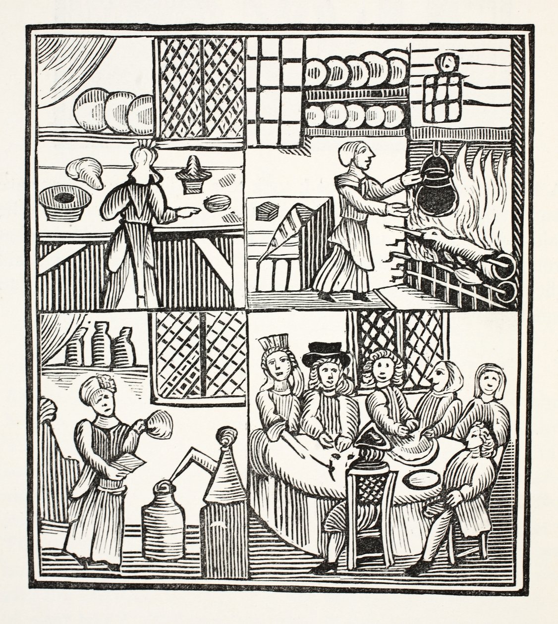 Een verzameling kookrecepten, illustratie uit Chap-books of the Eighteenth Century door John Ashton, uitgegeven 1882 door English School