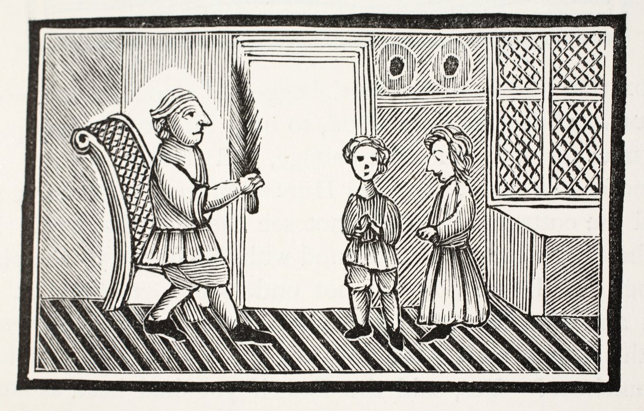 Een vader en zijn zonen, illustratie uit Chap-books of the Eighteenth Century door John Ashton, uitgegeven 1882 door English School