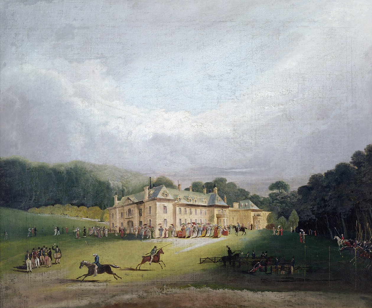 Een feest in Firle, waar het oude spel Quintain werd herleefd, 1827 door English School