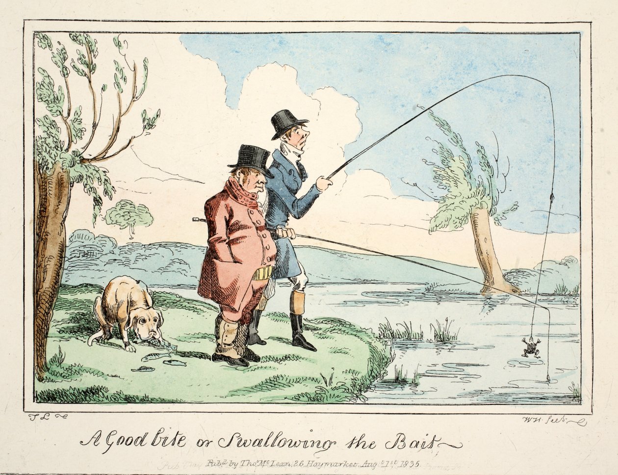 Een goede beet of het aas inslikken, uitgegeven 1835 (gravure) door English School