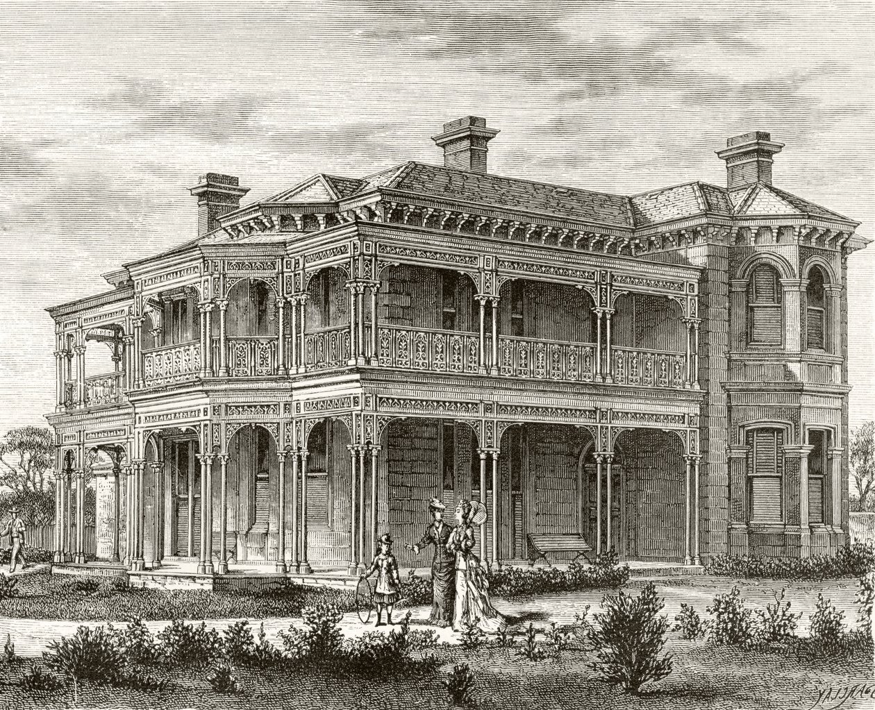 Een buitenhuis in Melbourne, ca.1880, uit 