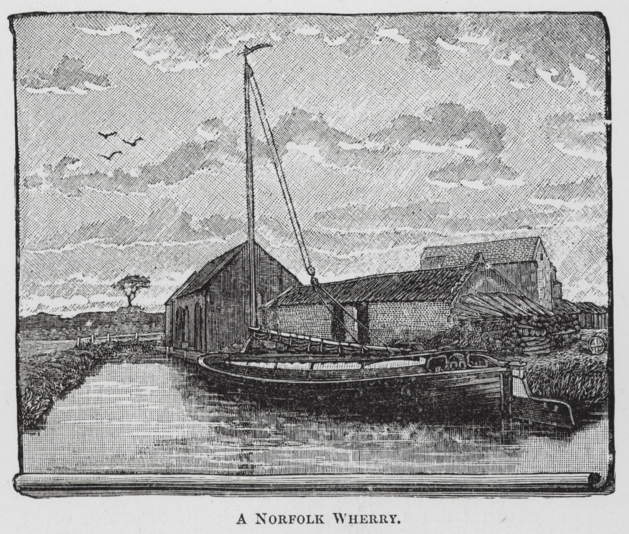 Een Norfolk Wherry (gravure) door English School