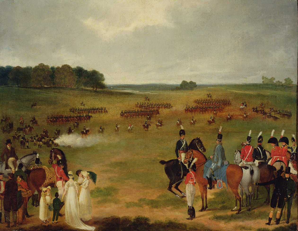 Een Recensie van de Londense Vrijwillige Cavalerie en Vliegende Artillerie in Hyde Park in 1804, c.1804 door English School