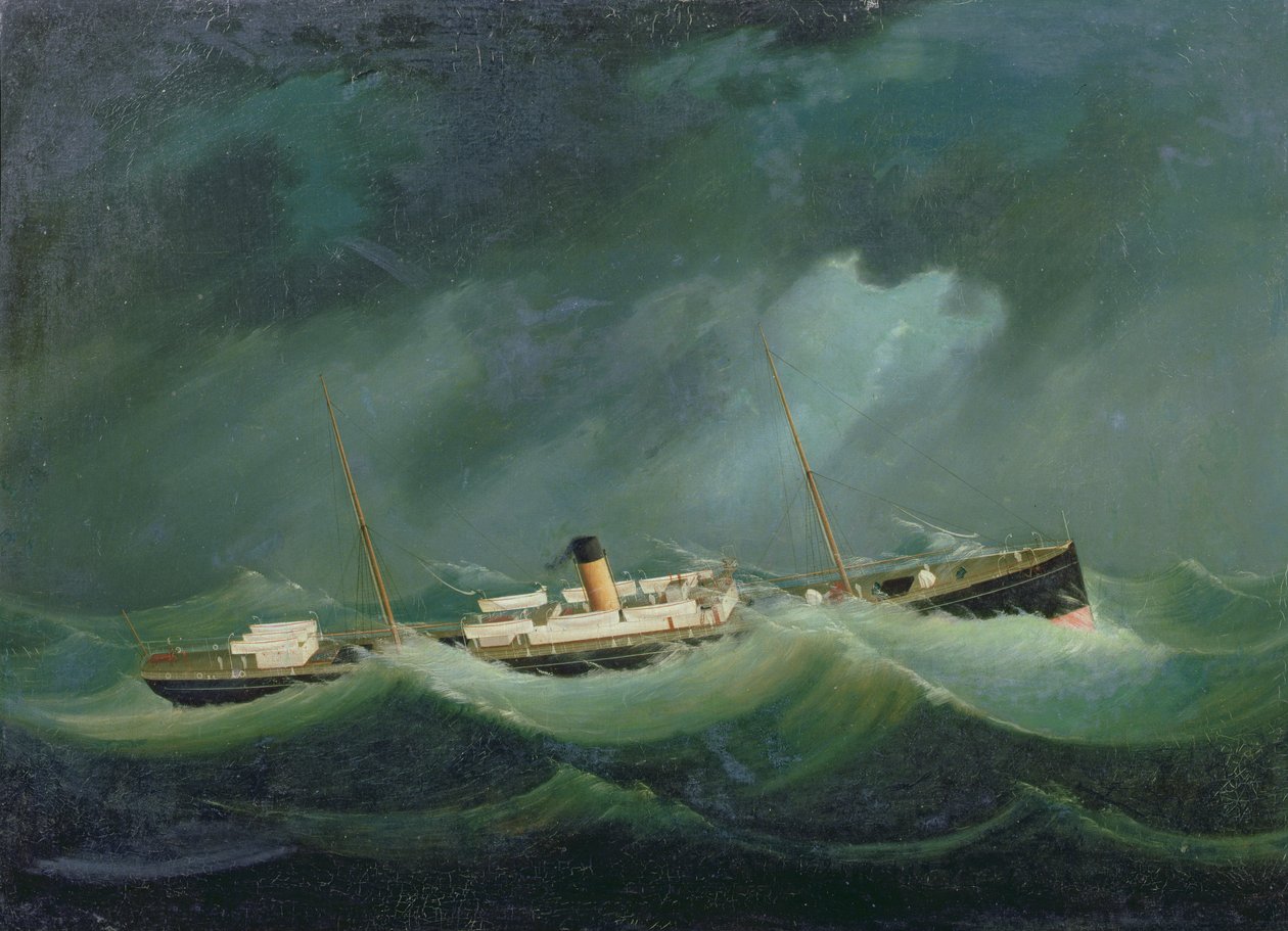 Een Saville Line-schip in ruw weer, c.1870 door English School