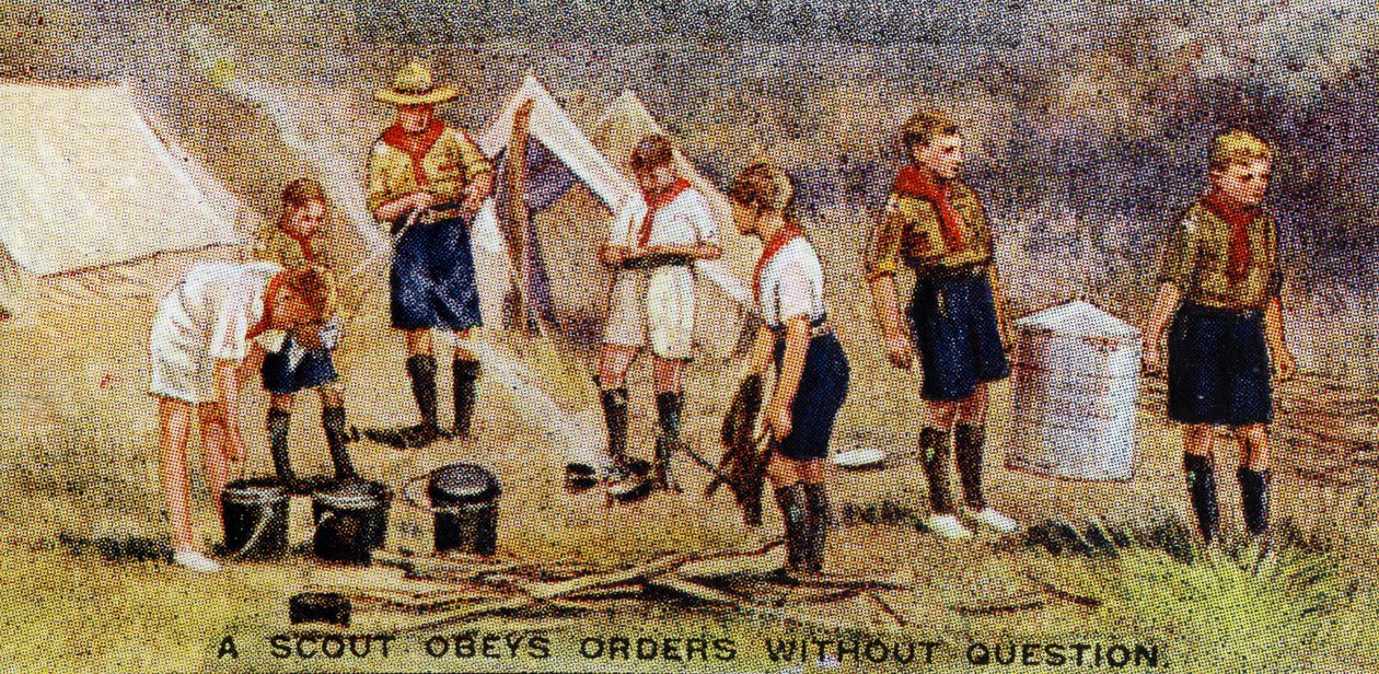 Een Scout Gehoorzaamt Bevelen zonder Vragen, 1929 door English School