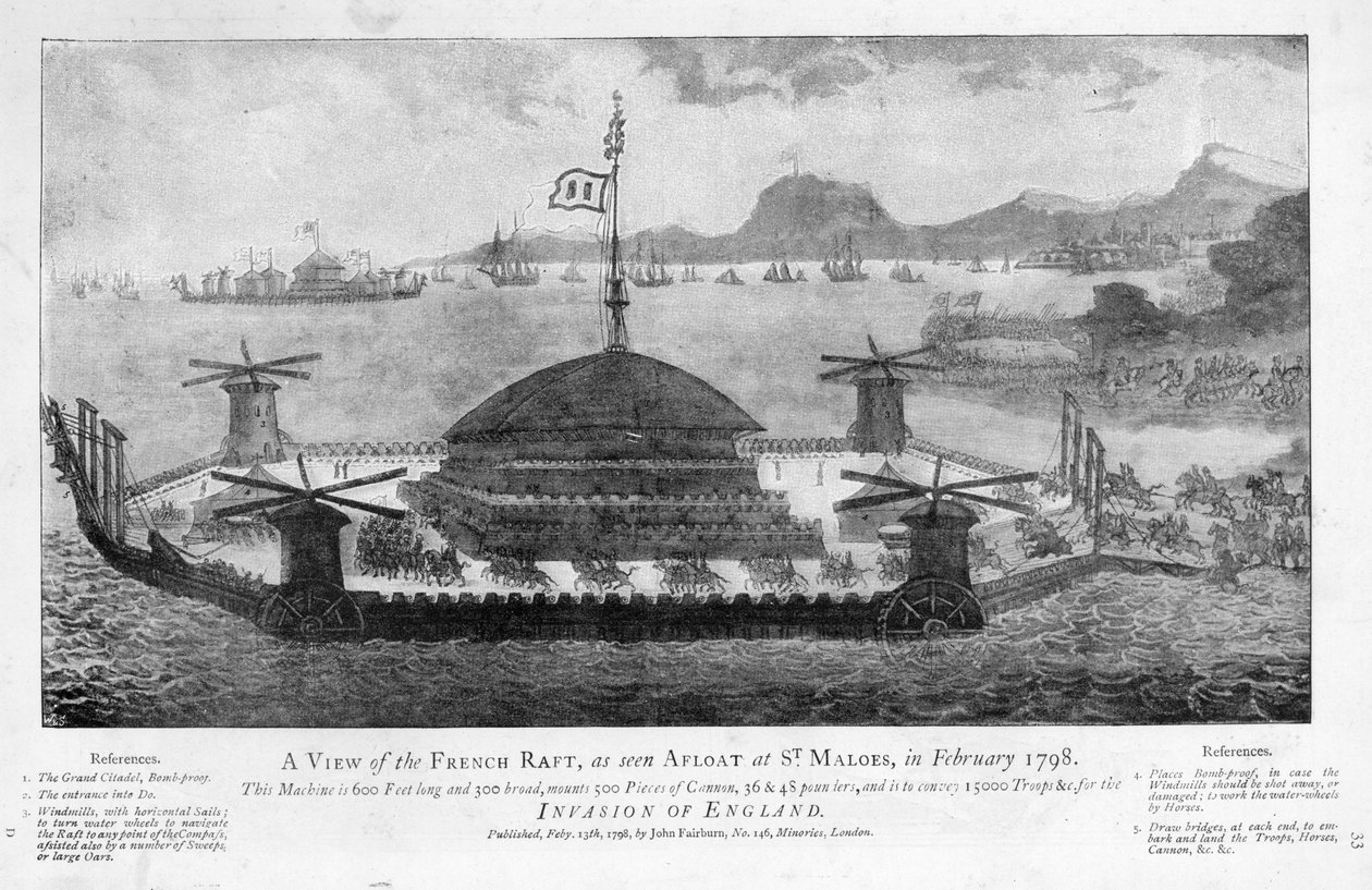 Een Uitzicht op het Franse Vlot bij St. Malo, februari 1798 door English School