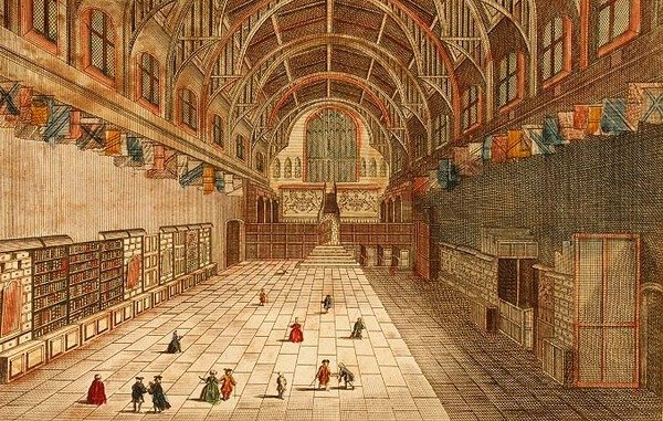 Een Uitzicht op de Binnenkant van Westminster Hall (gravure) door English School