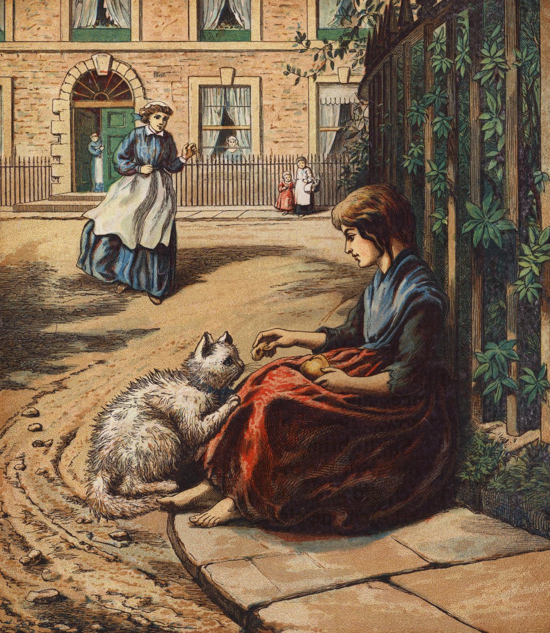 Een vriend in nood (kleurenlitho) door English School