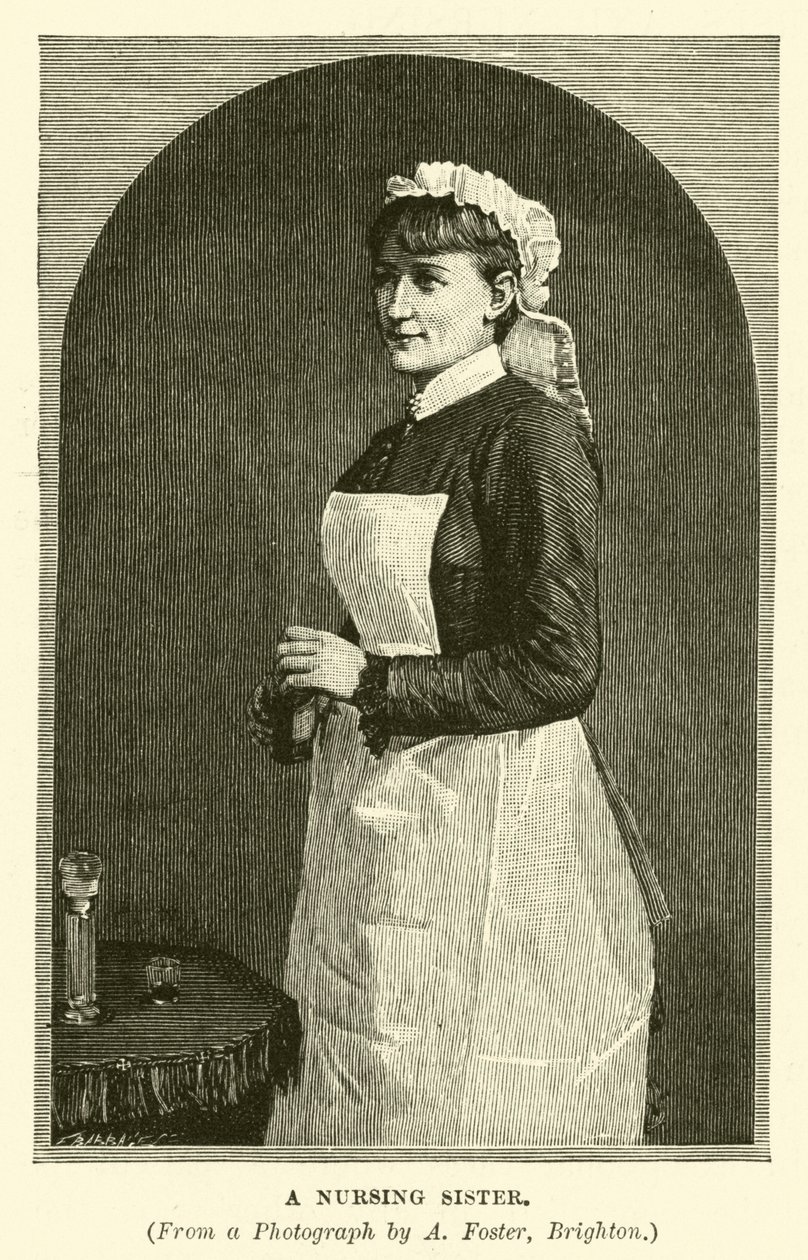 Een verpleegster (gravure) door English School