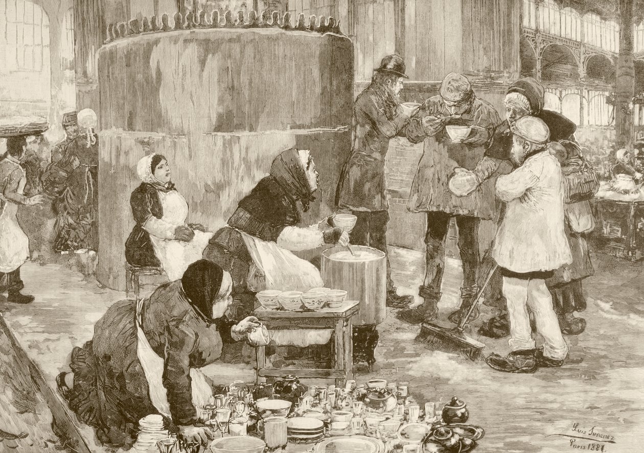 Een gaarkeuken in Parijs in de jaren 1800 door English School