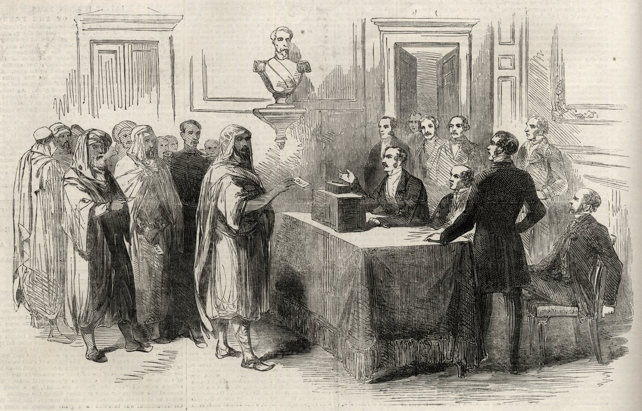 Abd-El-Kader stemt voor het Franse Keizerrijk - Illustratie voor The Illustrated London News, 4 december 1852. door English School
