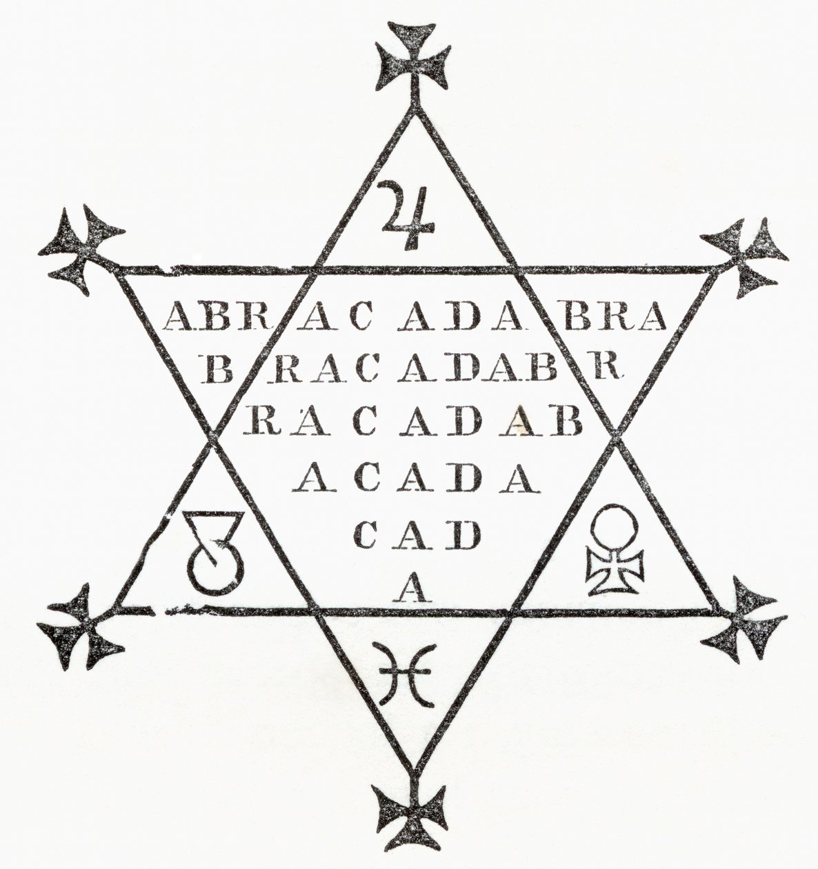 Abracadabra, uit The Ingoldsby Legends or Mirth and Marvels, door Thomas Ingoldsby, gepubliceerd in 1865 door English School