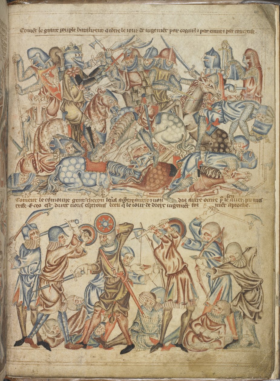 Add 47682 f.40 Edelen en gewone mensen vechten bij de slag van Bannockburn, uit de 