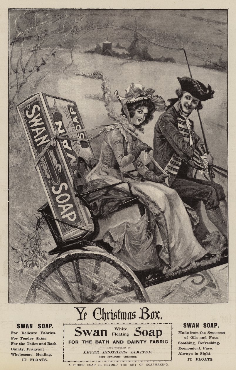 Advertentie, Zwanenzeep (gravure) door English School