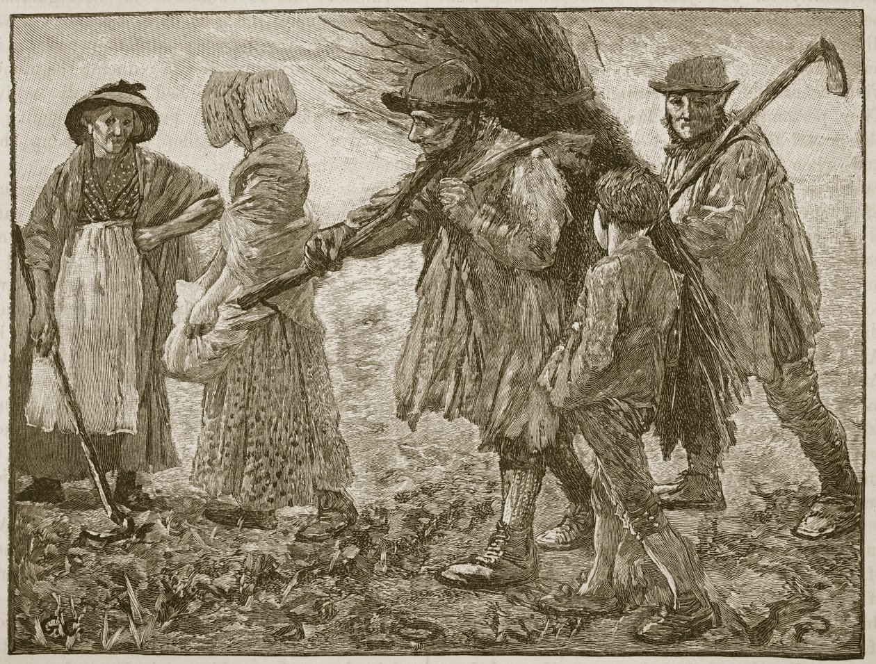 Landarbeiders ten tijde van het Eerste Hervormingsparlement, illustratie uit Cassells Geïllustreerde Geschiedenis van Engeland door English School