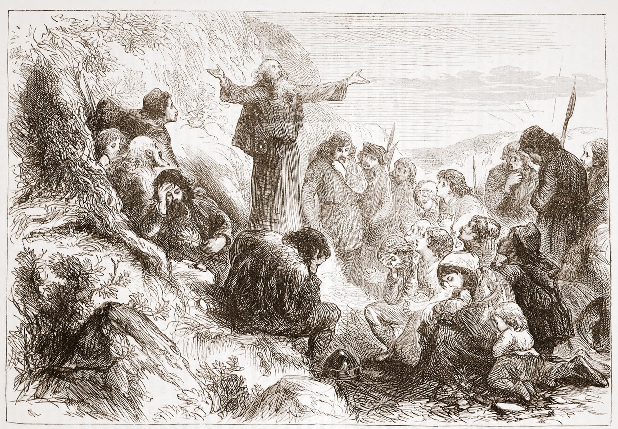 Albigenzische aanbidders aan de oevers van de Rhône, illustratie uit The History of Protestantism door James Aitken Wylie (1808-1890), gepubliceerd 1878 door English School