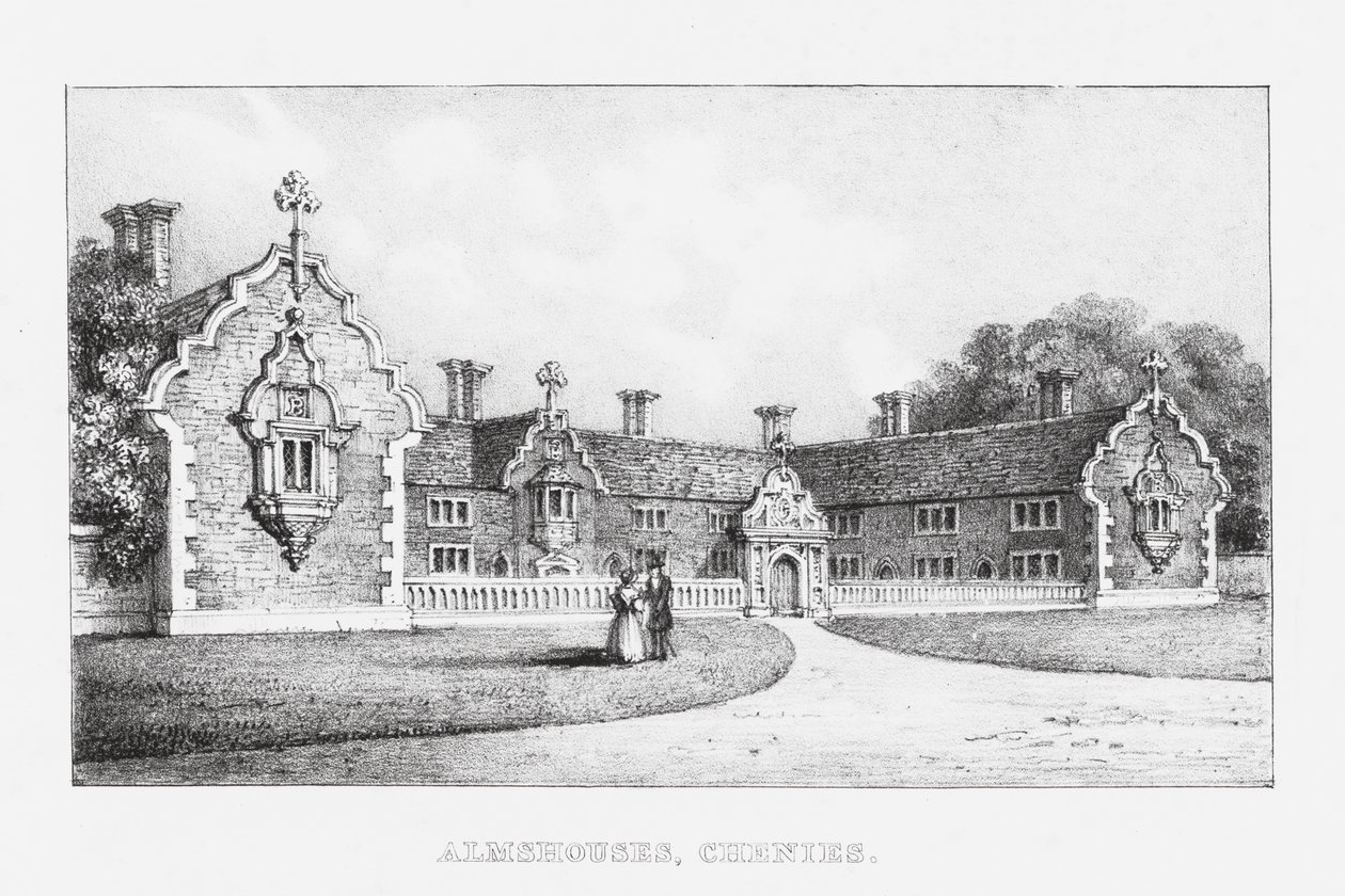 Almhuizen, Chenies (gravure) door English School
