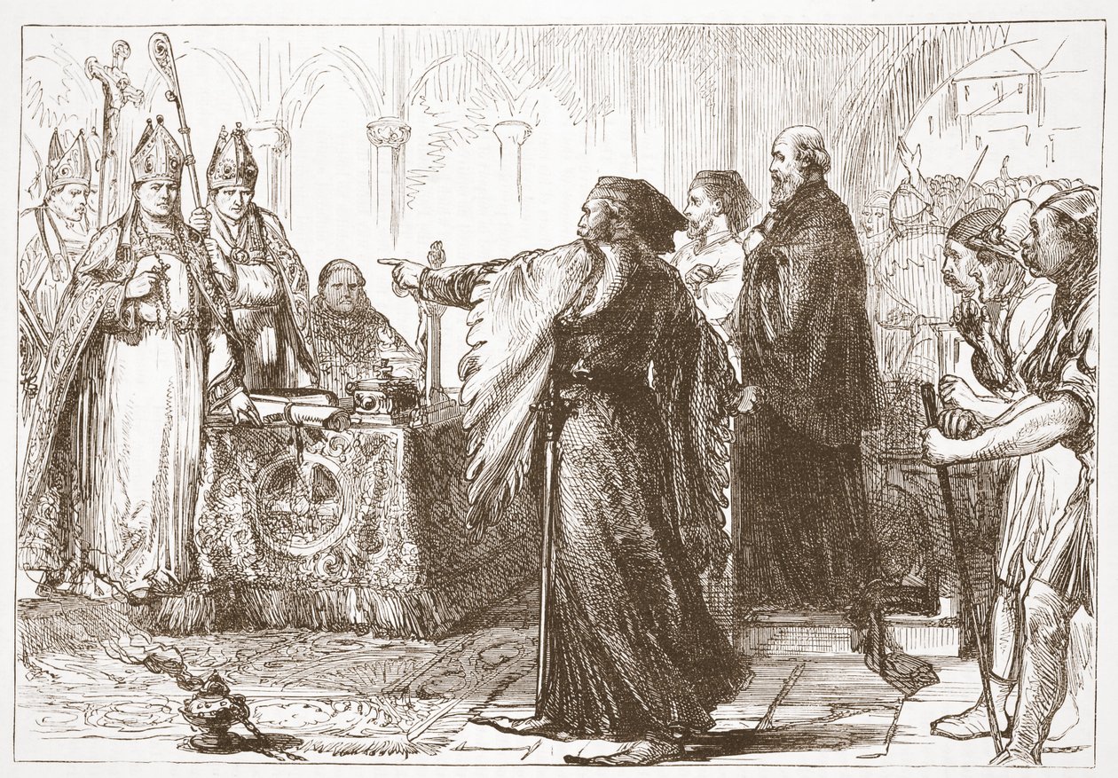 Ruzie tussen John of Gaunt en de bisschop van Londen, illustratie uit The History of Protestantism door James Aitken Wylie (1808-1890), gepubliceerd 1878 door English School