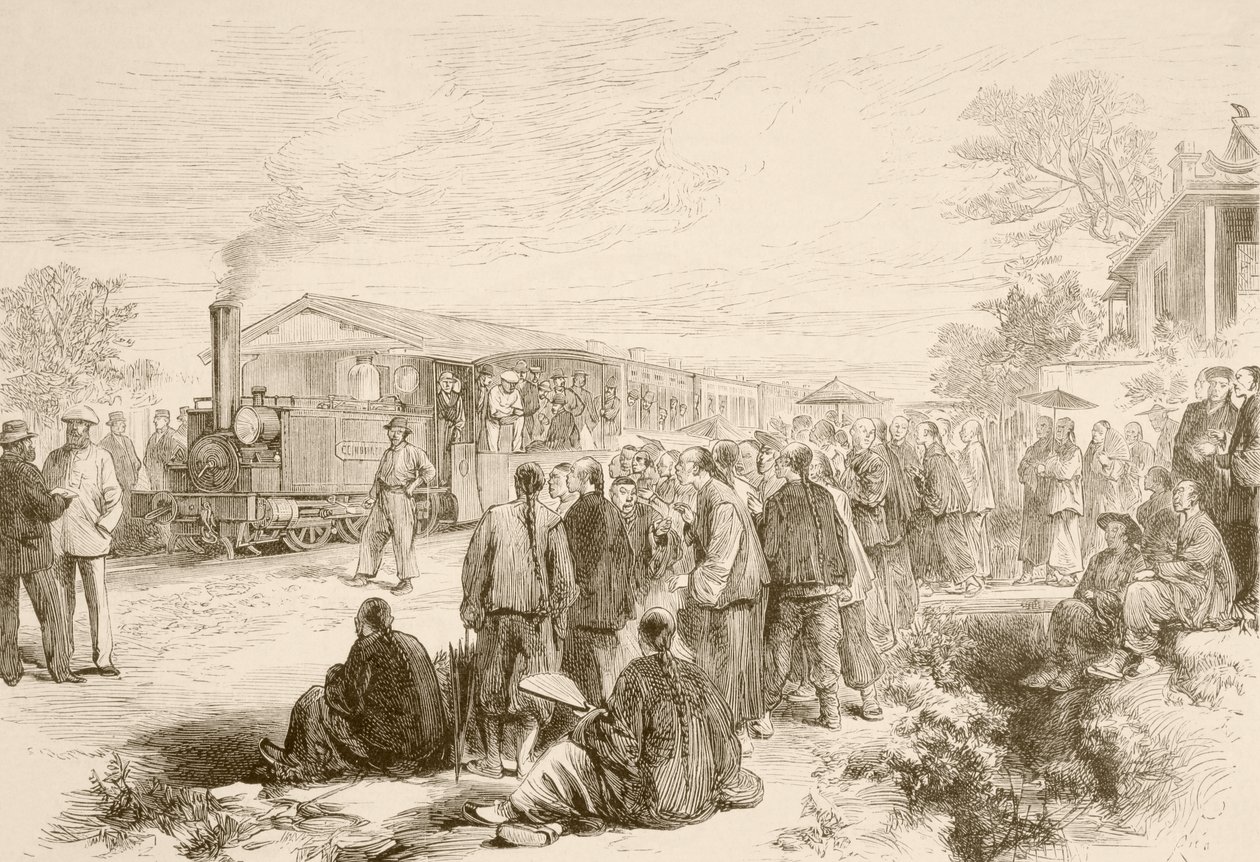 Een vroege Chinese spoorweg ca. 1880 door English School
