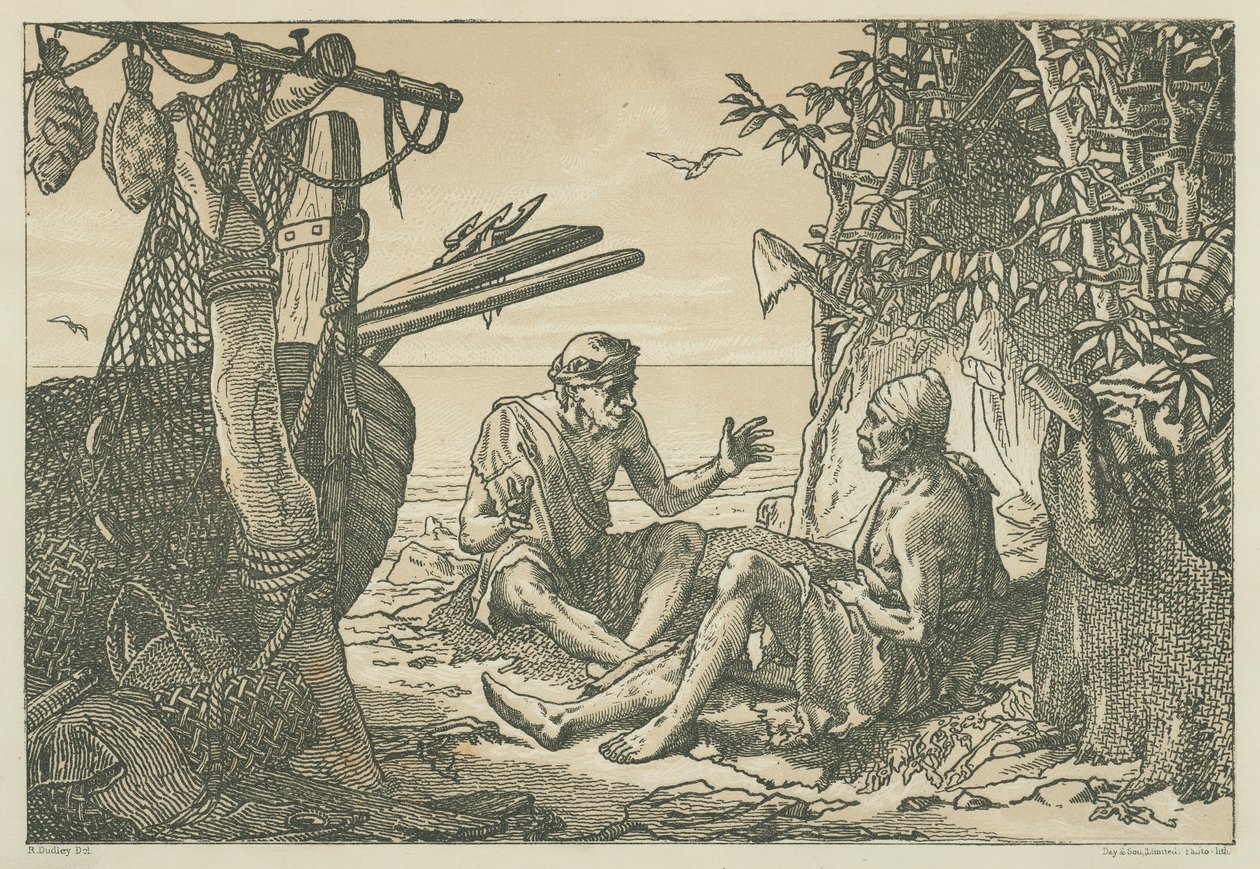 Oudgriekse vissers (litho) door English School