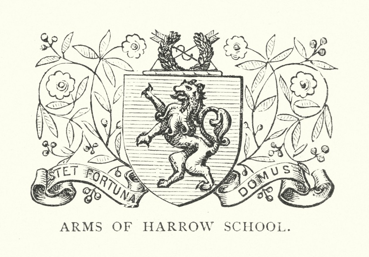 Wapen van Harrow School (gravure) door English School