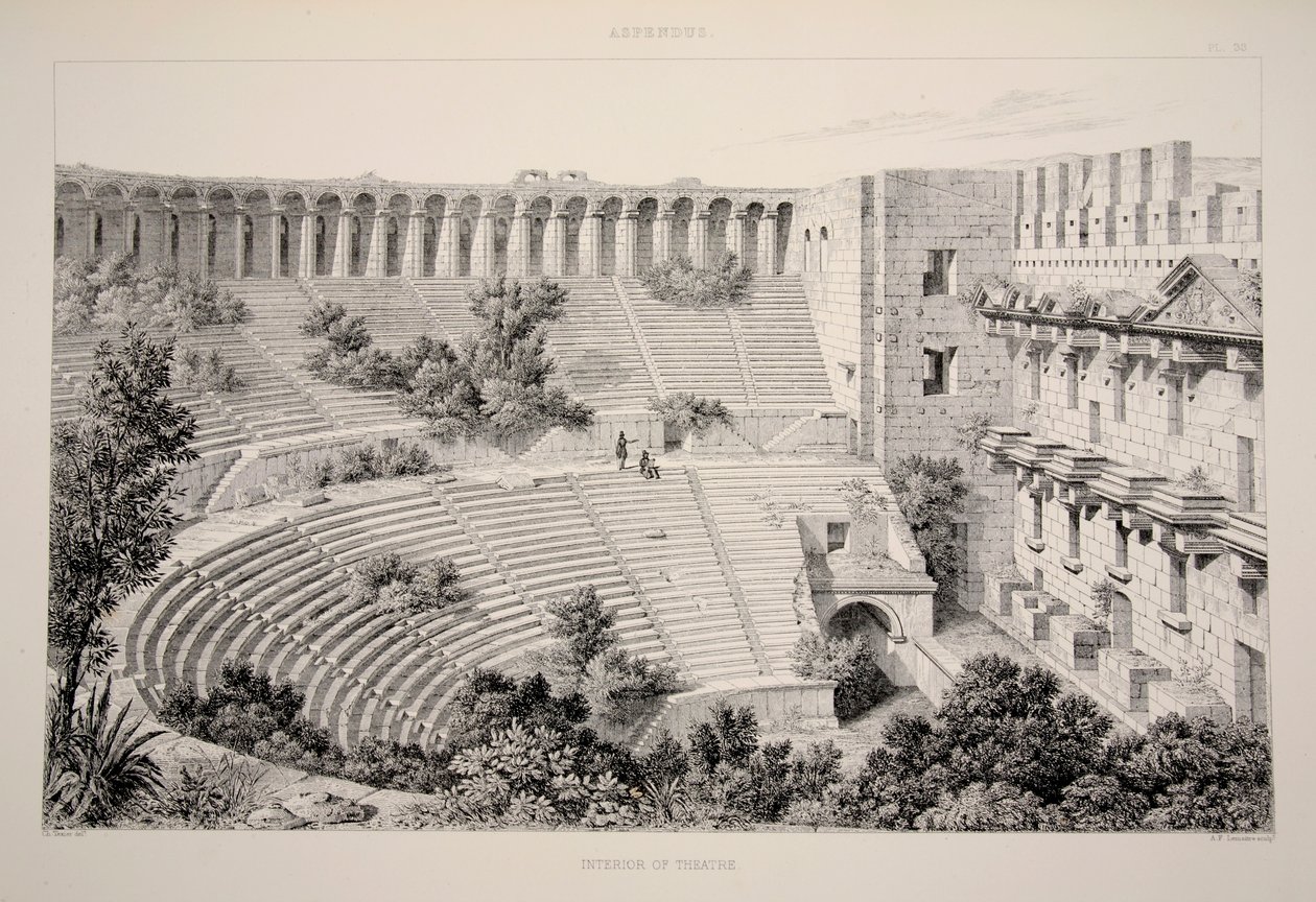 Aspendu - Interieur van theater, pub. 1863 lithografie door English School