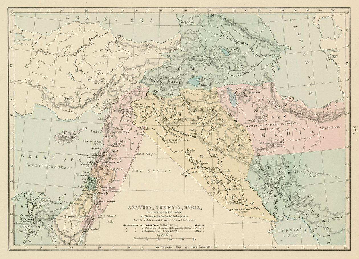Assyrië, Armenië, Syrië en de aangrenzende landen (kleurenlitho) door English School