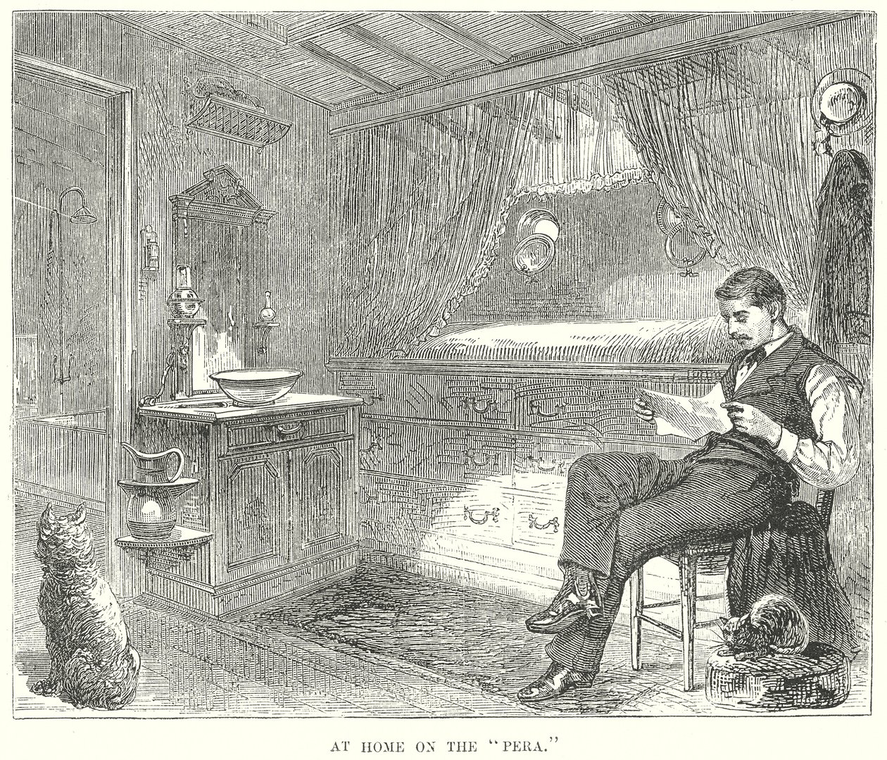 Thuis op de "Pera" (gravure) door English School