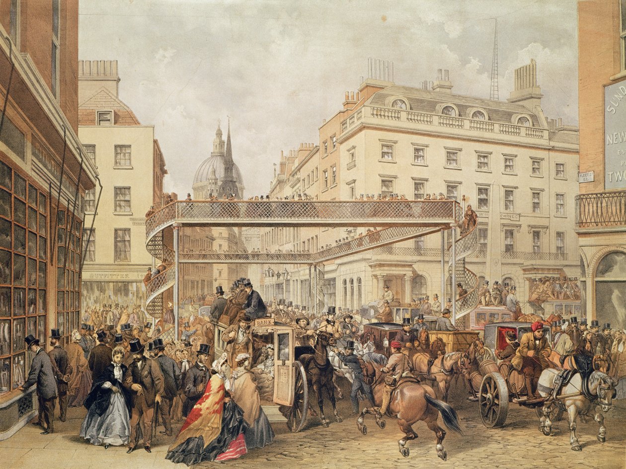 Onderaan Ludgate Hill, Londen, uitgegeven en gedrukt door Kell Brothers, ca. 1860 door English School