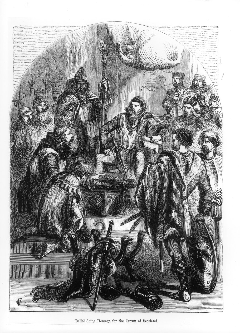 Baliol (1249-1315) brengt hulde voor de kroon van Schotland door English School
