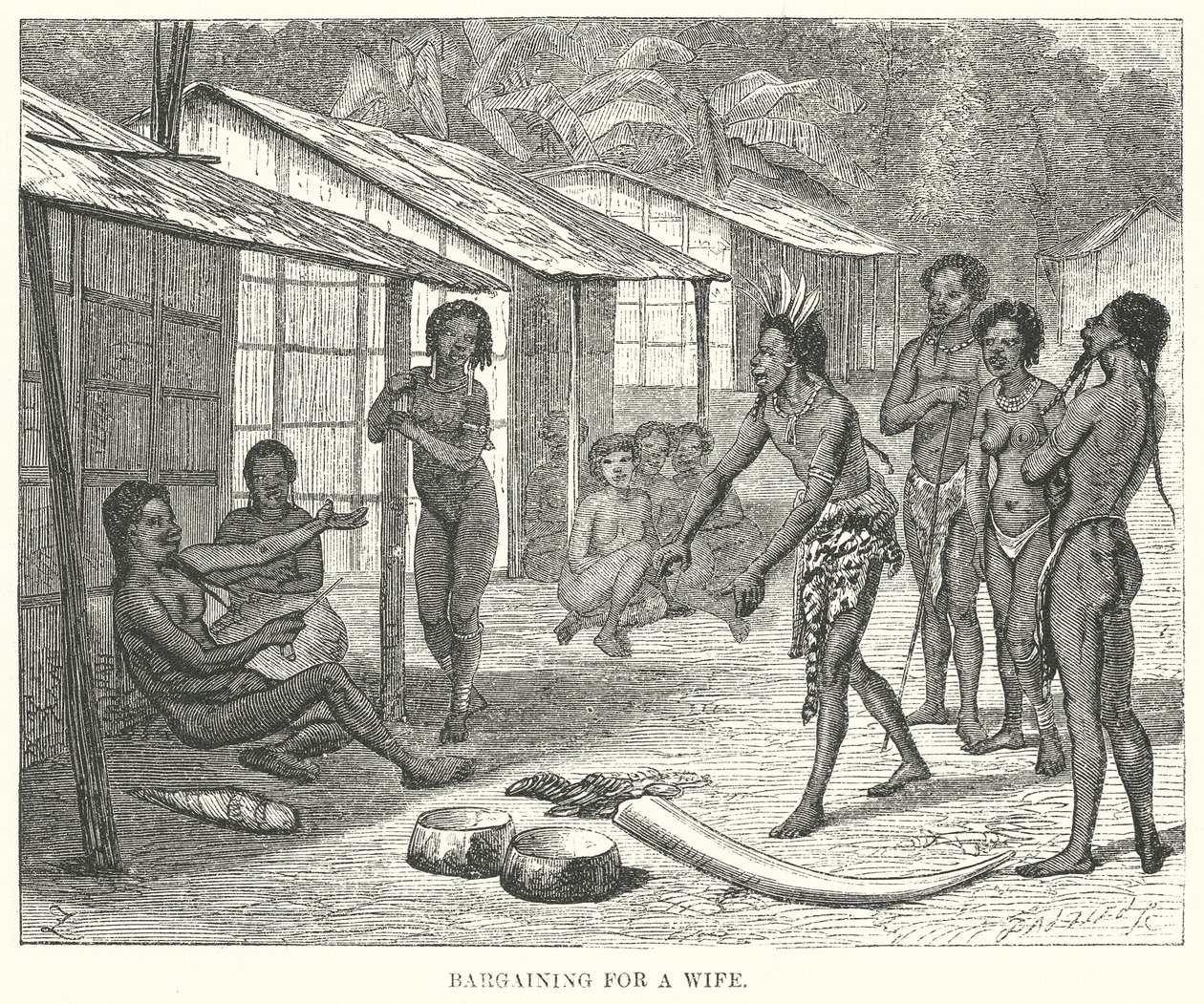 Onderhandelen voor een vrouw (gravure) door English School