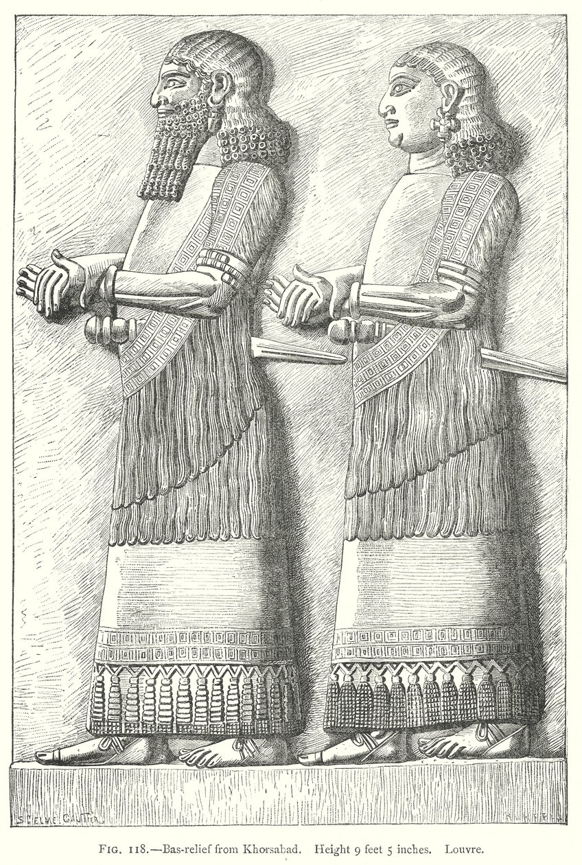 Bas-Reliëf van Khorsabad (gravure) door English School