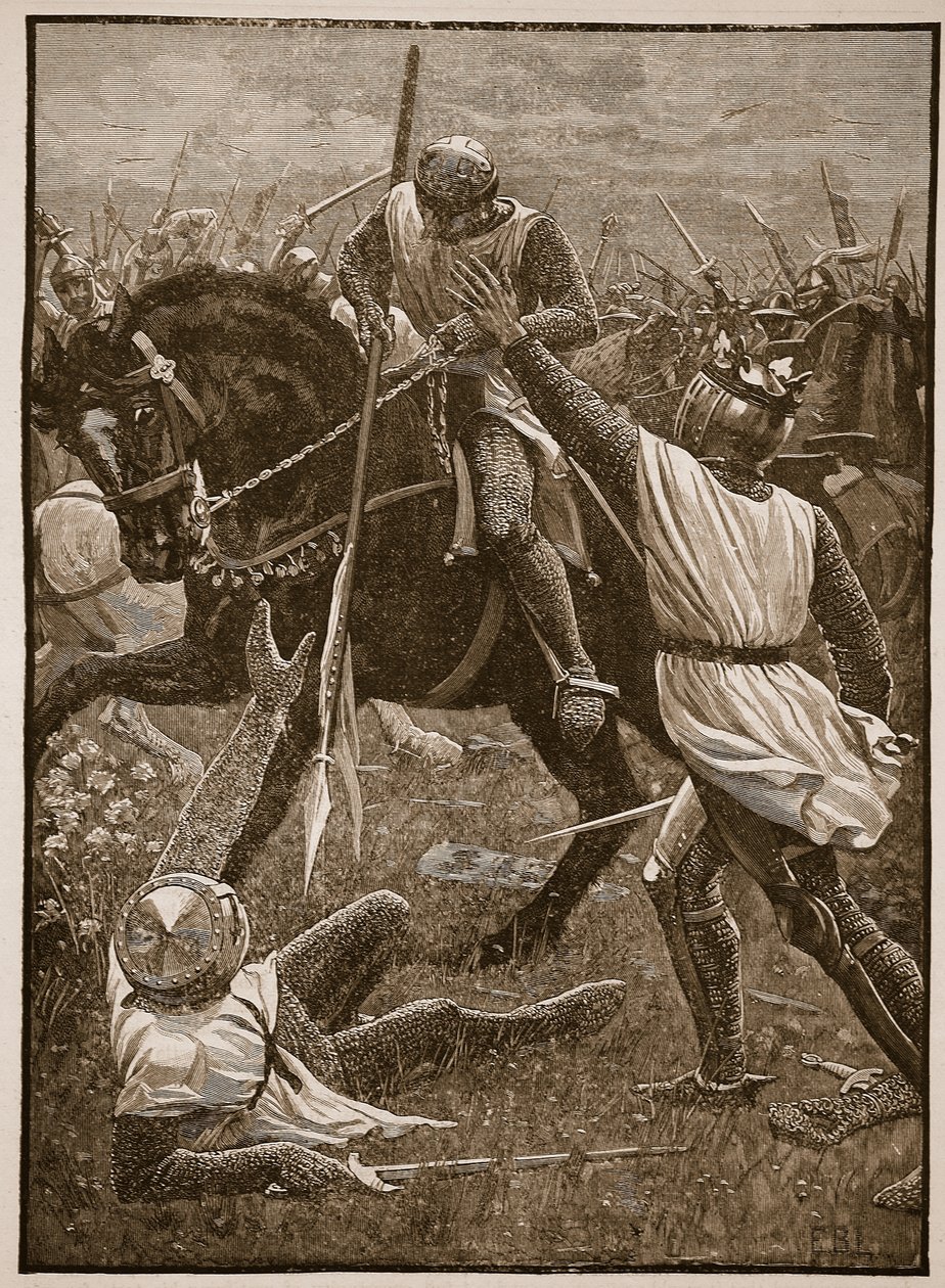 Slag bij Evesham: Koning Hendrik in gevaar, illustratie uit Cassells Geïllustreerde Geschiedenis van Engeland door English School