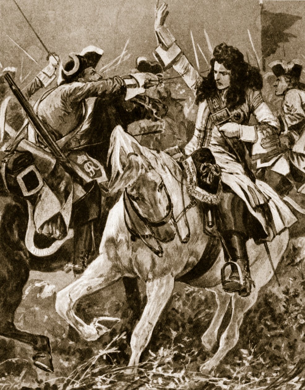 Slag bij Malplaquet, 11 september 1709: Chevalier St. George gewond tijdens de Spaanse Successieoorlog door English School