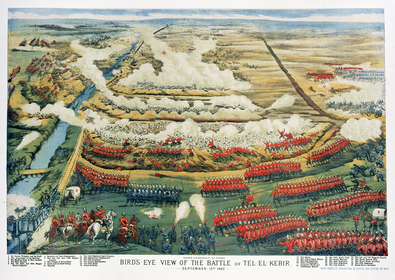 Vogelvlucht van de slag bij Tel el-Kebir op 13 september 1882 door English School