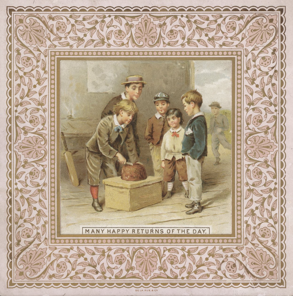 Verjaardagskaart (chromolitho) door English School