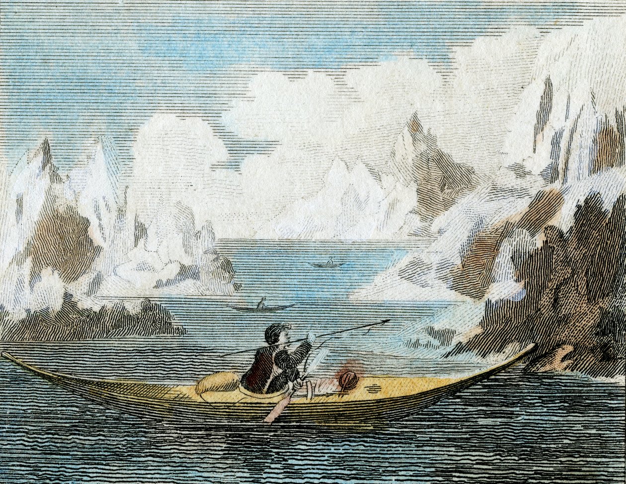 Boot van een Groenlandse man, ca. 1779 (gravure) door English School