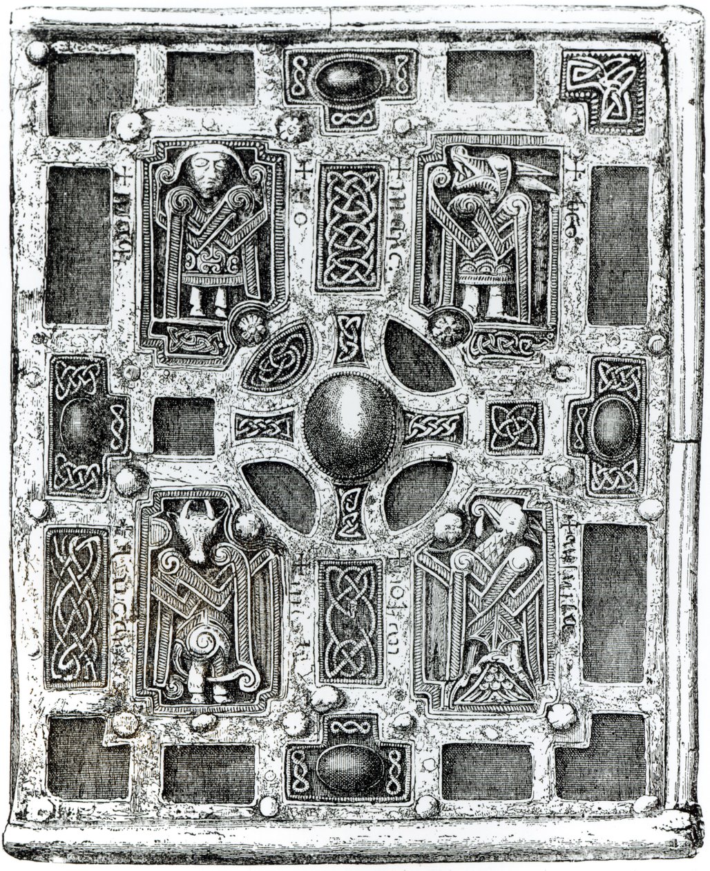 Boek-Heiligdom of Cumdach van Molaise, c.1001-1025 door English School