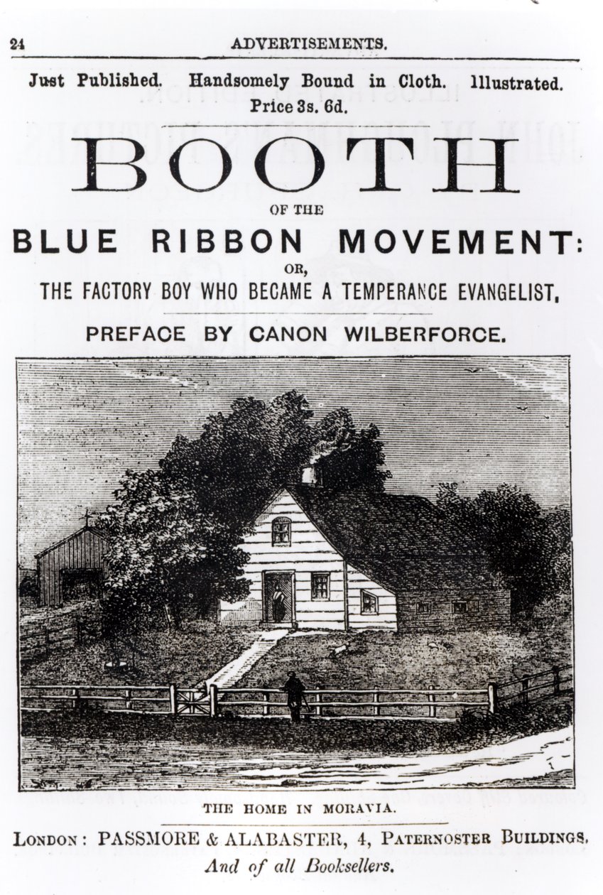 Kraam van de Blue Ribbon Movement, 1883 door English School