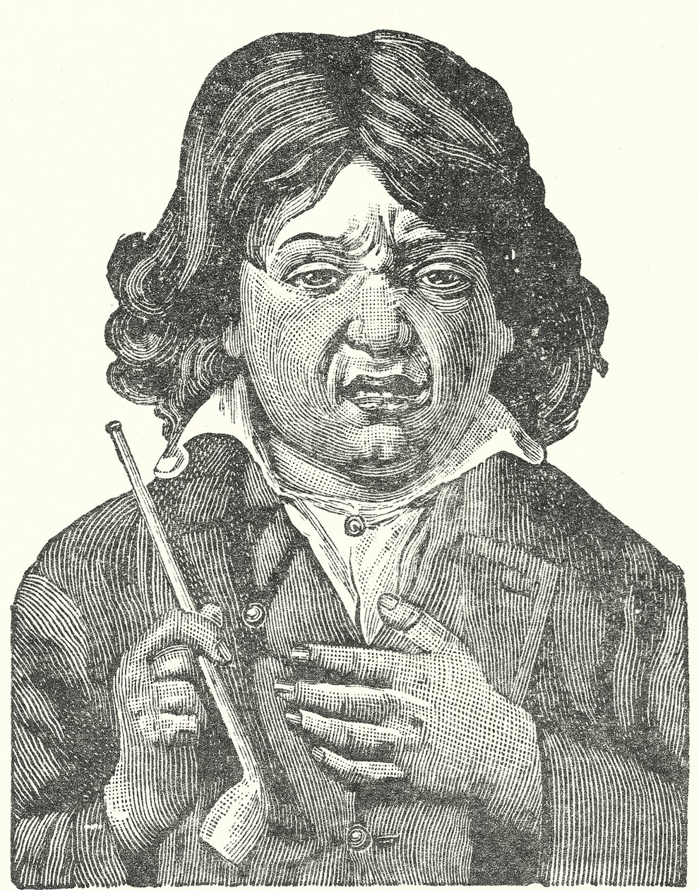 Jongen lijdt aan de nawerkingen van tabak (gravure) door English School