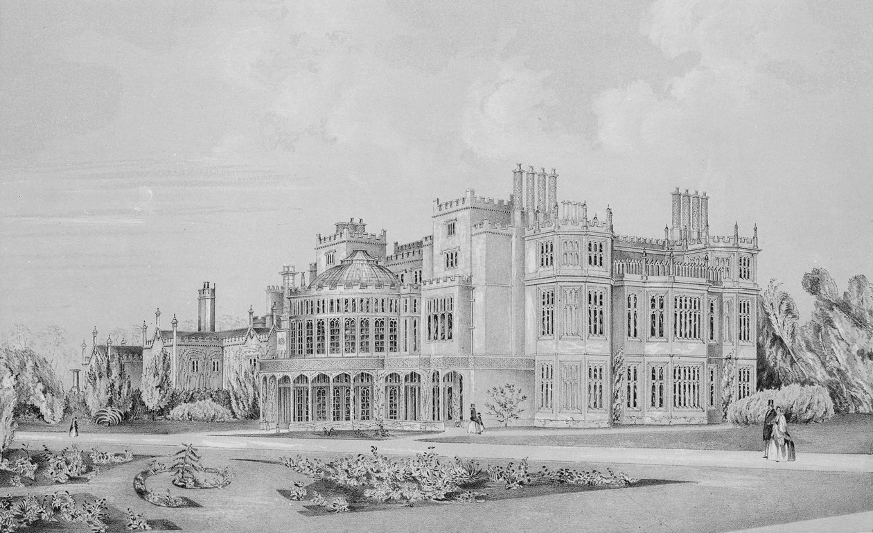 Brampton Park bij Huntingdon, 1852 door English School