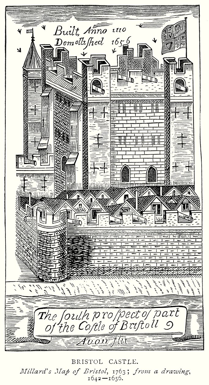 Kasteel van Bristol (gravure) door English School
