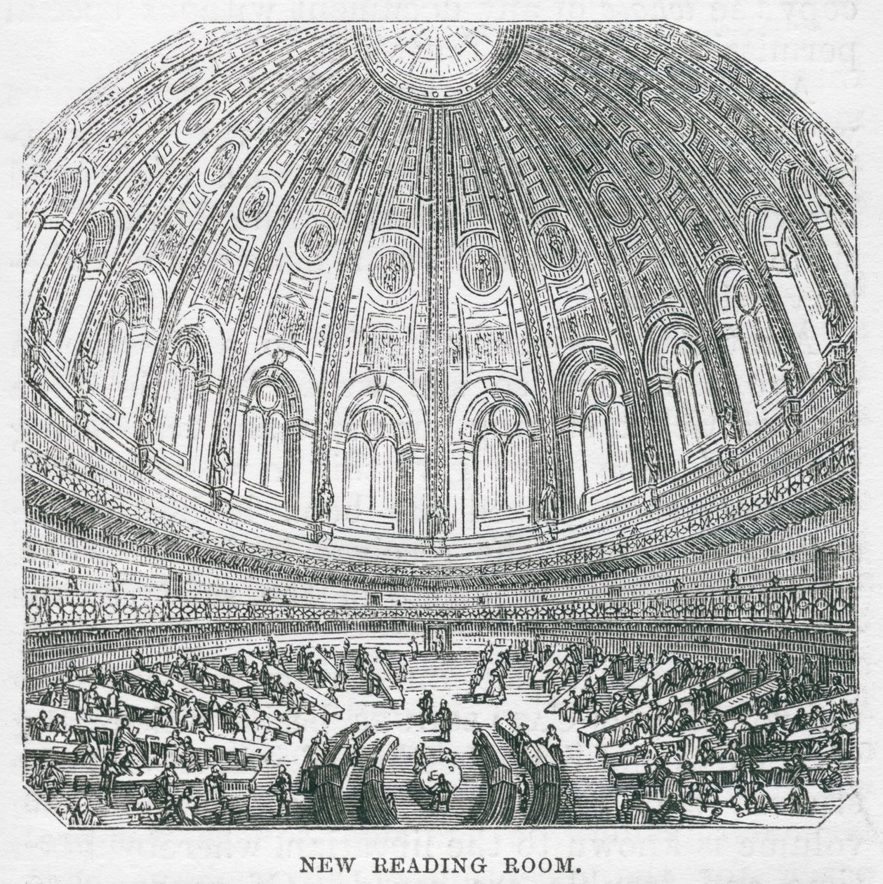 Brits Museum: Nieuwe leeszaal (gravure) door English School