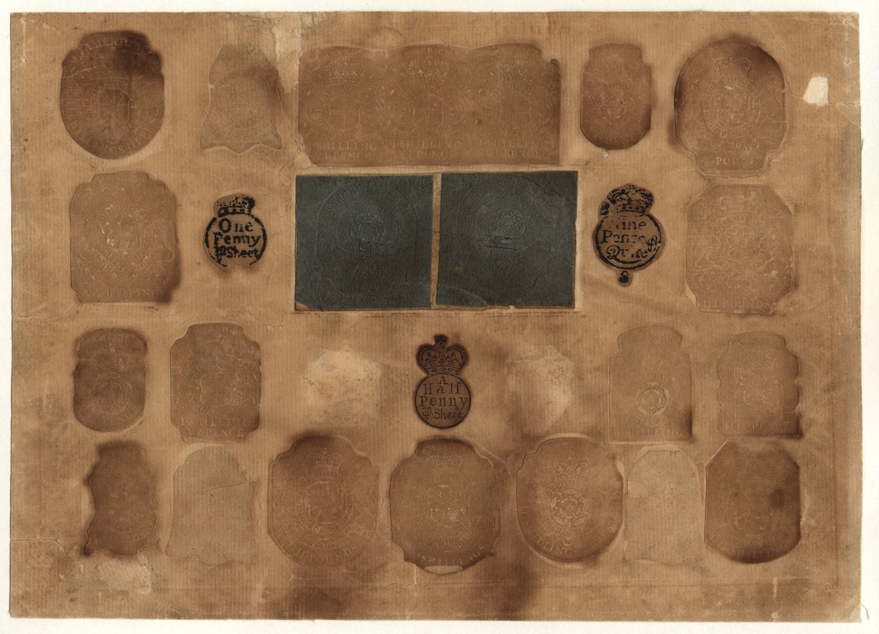Britse belastingzegels, c.1765 door English School