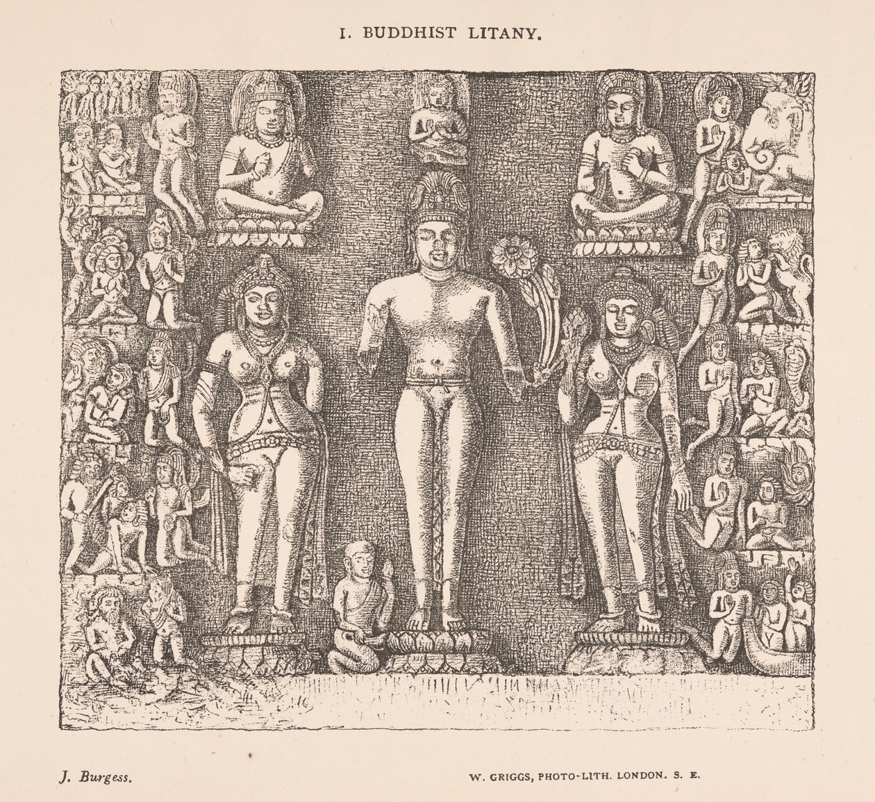 Boeddhistische litanie, uit De grottempels van India door James Fergusson en J. Burgess door English School