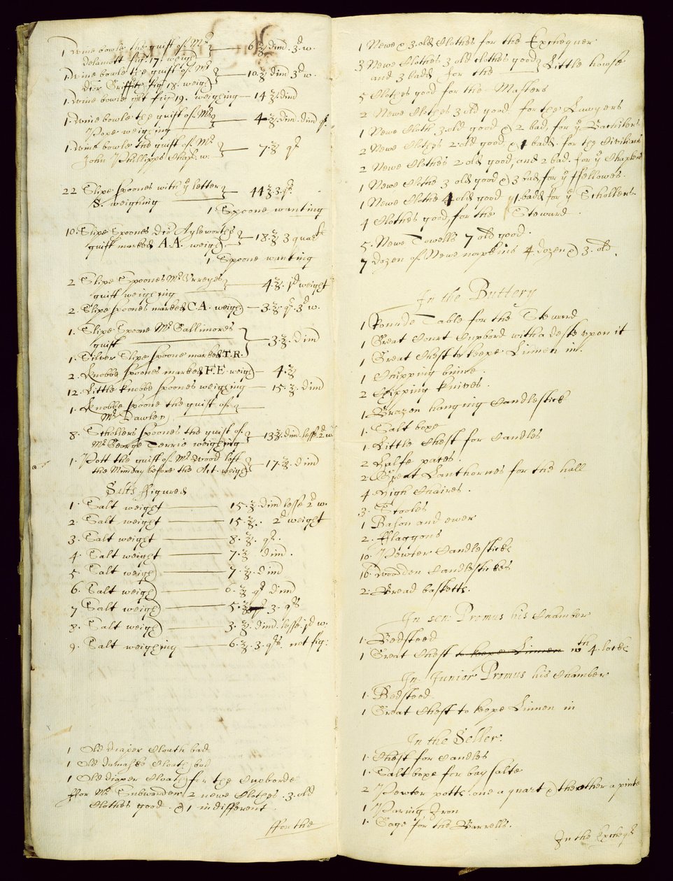 Bursars Lang Boek, met een inventaris beginnend in 1631 door English School