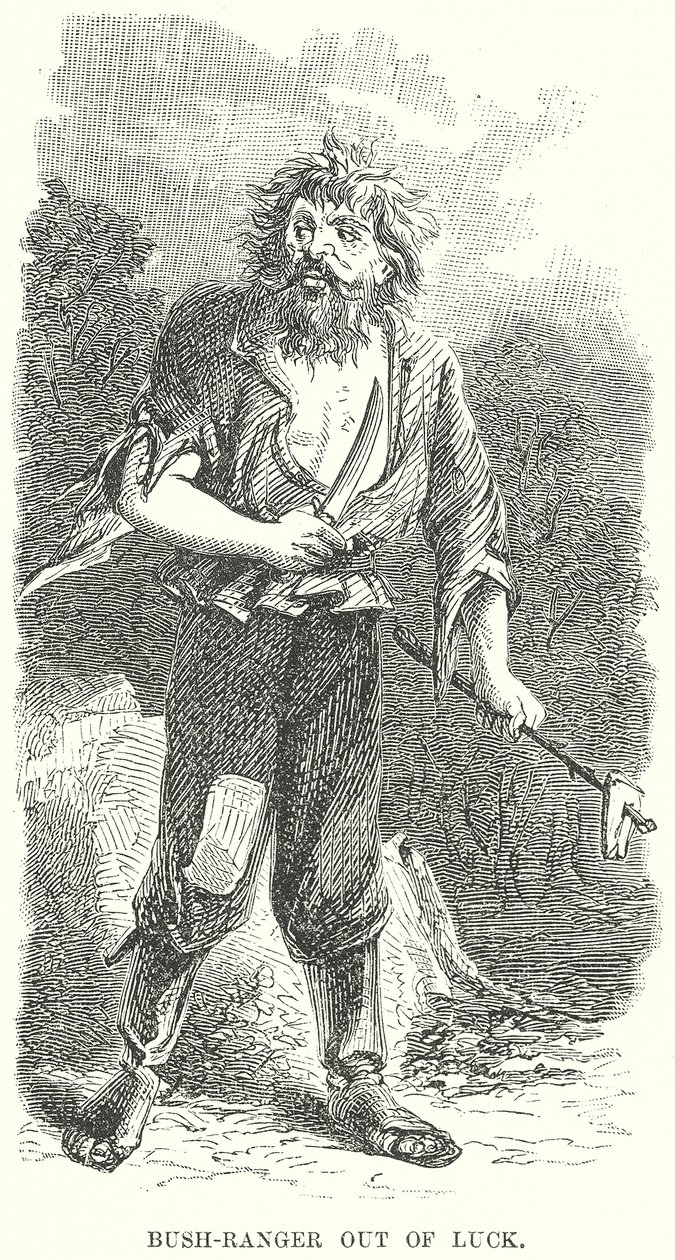 Bush-Ranger zonder geluk (gravure) door English School