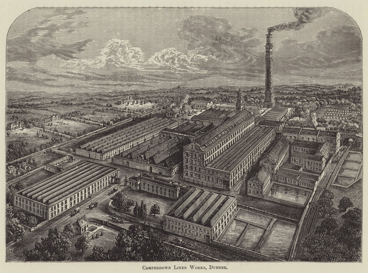 Camperdown Linen Works, Dundee (gravure) door English School