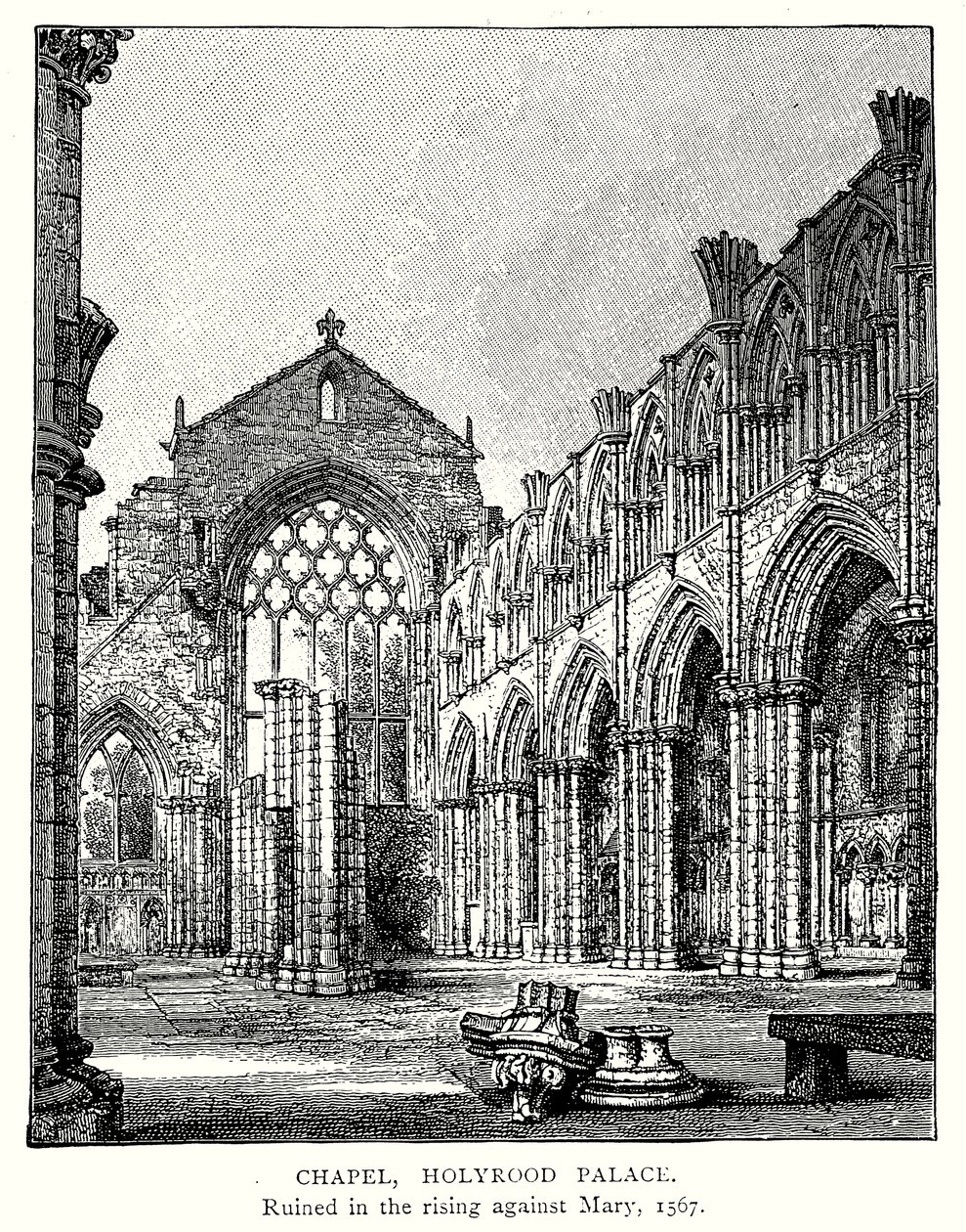 Kapel, Holyrood Palace (gravure) door English School
