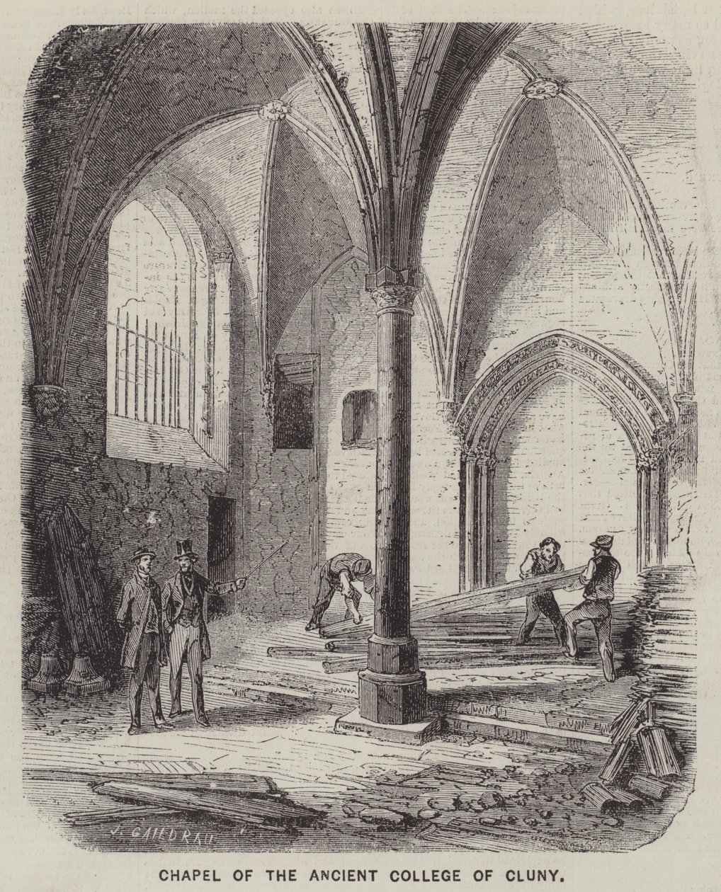 Kapel van het Oude College van Cluny (gravure) door English School